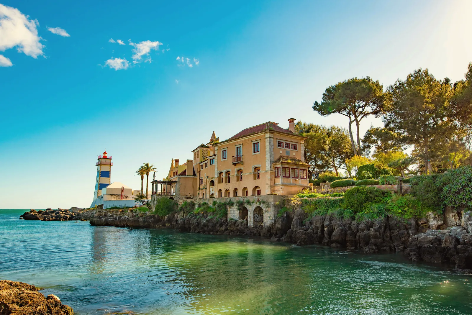 Santa Marta lighthouse and villa on the water at Cascais