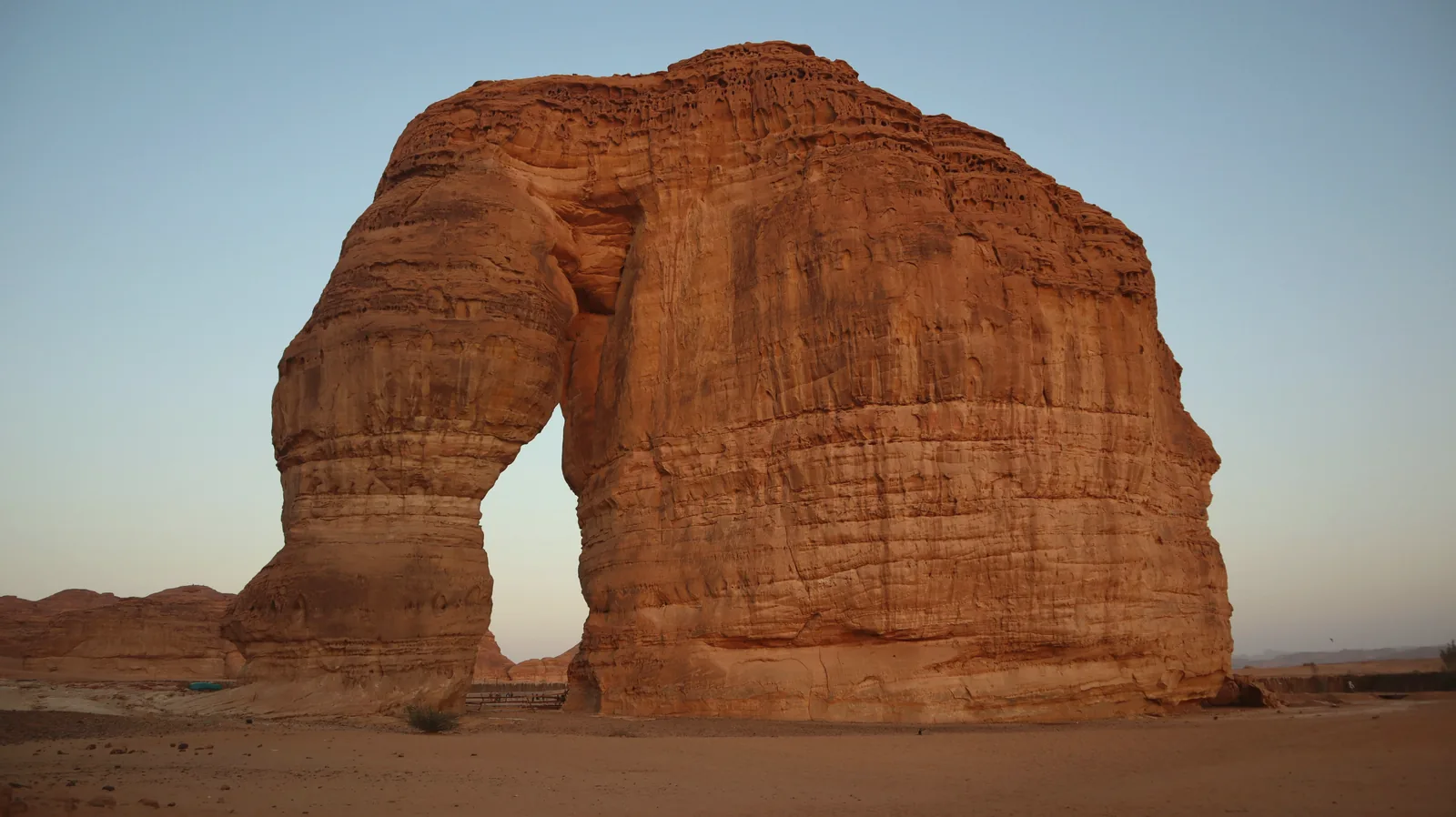 Elephant Rock at AlUla in warm evening light